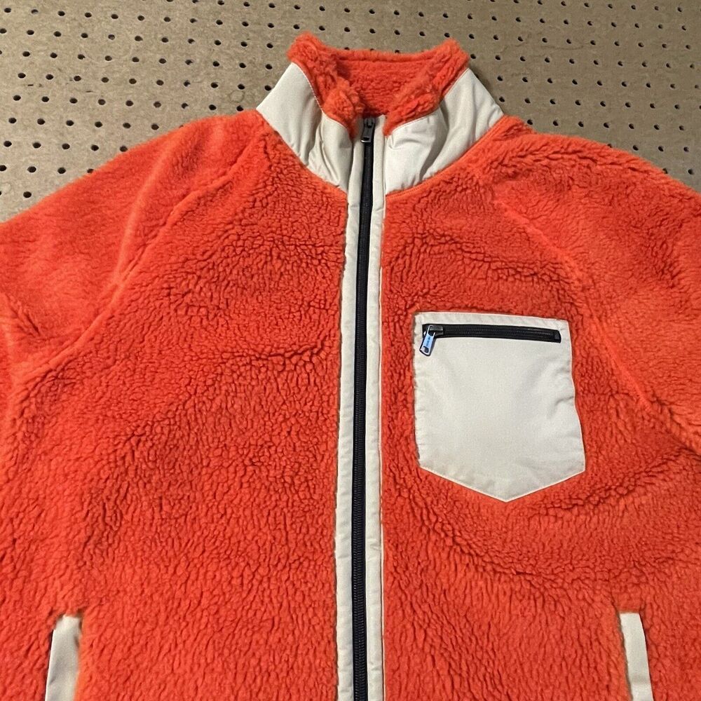 NWOT Todd Snyder Sherpa Pile Fleece Full Zip Jacket Orange Medium Men - Picture 2 of 8